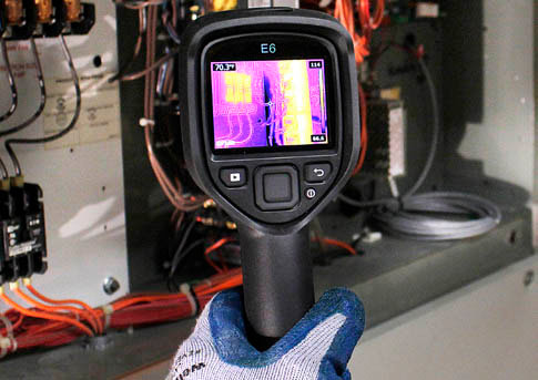Thermal Imager checking electric service equipment by Dairyland Home Inspection.